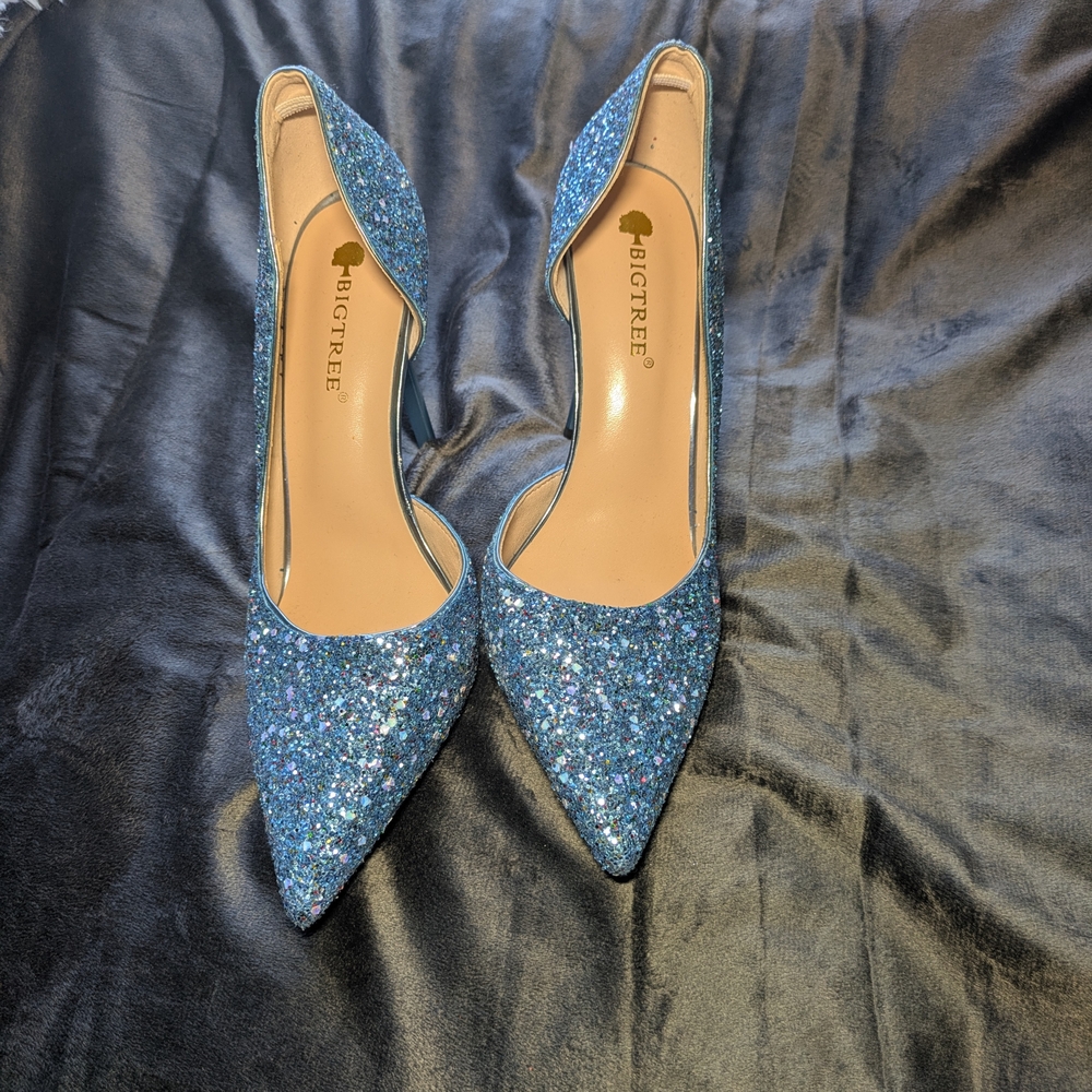 BigTree Sparkling Blue Glitter Heels